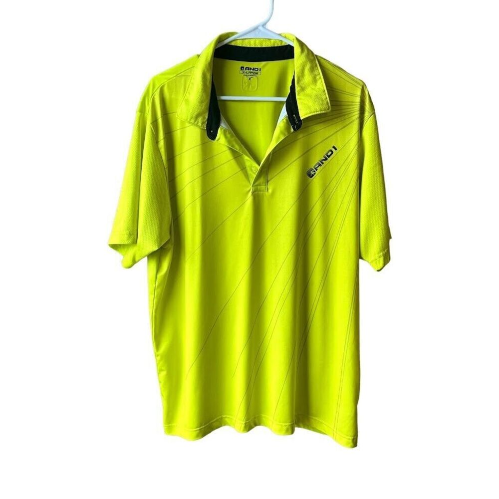 AND1 Mens Polo Shirt XL Lime Green Stretch Golf or Tennis Summer